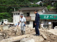 日田市小野の被災地で